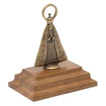 Adorno devocional nossa senhora aparecida base madeira 6cm