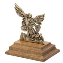 Adorno devocional são miguel arcanjo base madeira 5,5cm