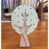 Adorno em Madeira - Árvore Amarela c/ Bolinhas Verdes