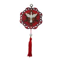 Adorno Escapulário de Porta Divino Espírito Santo Vermelho 23 cm