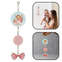 Adorno Escapulário de Porta Infantil Anjo da Guarda Menina com Laço