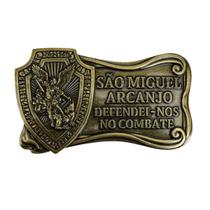Adorno Escudo de São Miguel Arcanjo metal ouro velho 11 cm ARE1415 Adorno Escudo de São Miguel Arcanjo metal ouro velho 11 cm ARE1415