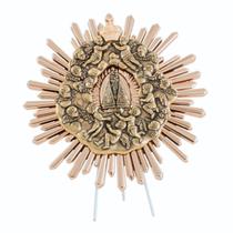 Adorno Glória de Nossa Senhora de Nazaré em metal Mesa ou Parede 16 cm AR314 Adorno Glória de Nossa Senhora de Nazaré em metal Mesa ou Parede 16 cm AR314