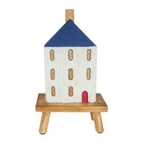 Adorno Madeira Casa Telhado Azul Madeira Rústica