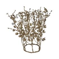 Adorno Natalino Coroa de Folhagens Glitter Champanhe e Pingente Cristais 30cm - Bela Flor