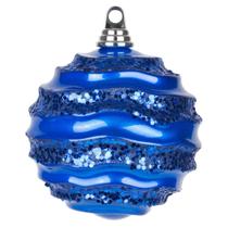 Adorno Navideño Bola Ondulada Vickerman Franja Azul 8 cm Adorno Navideño Bola Ondulada Vickerman Franja Azul 8 cm