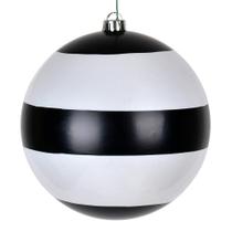 Adorno Navideño Vickerman Perla a Rayas en Blanco y Negro de 8 cm