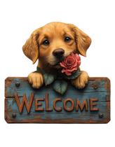 Adorno Placa Madeira Decoração Enfeite 2D Golden Retriever