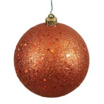 Adorno Vickerman Bola con Lentejuelas Naranja Bronceado 6 cm Paquete de 4