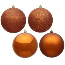 Adorno Vickerman Cobre Bola de 12 cm con 4 Acabados, Paquete de 4