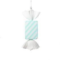 Adorno Vickerman en forma de caramelo rectangular rayado color espuma de mar 18,5 cm