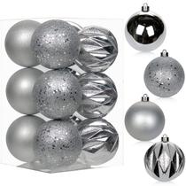 Adornos de Bolas Navideñas Briful 8 cm Plata 12 piezas