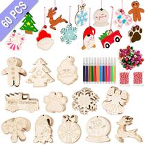 Adornos Navideños OurWarm Madera Sin Acabar 60 piezas con Marcadores Adornos Navideños OurWarm Madera Sin Acabar 60 piezas con Marcadores