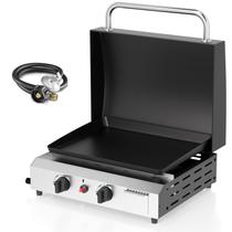 ADREAK Chapa a Gás 17,3'' com Tampa, Chapa de Mesa Portátil a Propano com 2 Queimadores para Cozinhar ao Ar Livre, Churrasco, Camping e Tailgate, Potência de 30.000 BTU ADREAK Chapa a Gás 17,3'' com Tampa, Chapa de Mesa Portátil a Propano com 2 Queimadores para Cozinhar ao Ar Livre, Churrasco, Camping e Tailgate, Potência de 30.000 BTU
