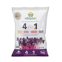 Adubo Fertilizante 4 em 1 Torta Mamona + Farinha Ossos + Humus de Minhoca + Carvão Vegetal c/ 1kg VITAPLAN