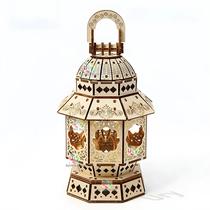 Adulto Diy Vintage 3d Quebra-cabeça De Madeira Lanterna Luz Lâmpada De Cabeceira Modelo Kit Montagem