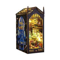 Adultos Diy Casa De Boneca Em Miniatura Livro Nook Kit Led Luz 3d Quebra-cabeça Estante De Madeira