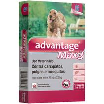 Advantage MAX3 2,5 mL Elanco para Cães de 10 a 25 Kg - 1 Bisnaga