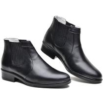 AE40CLA Bota Social Masculina em pelica forrada com tecido e couro preto