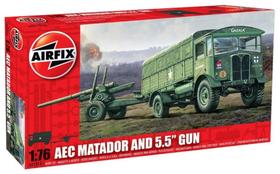 Aec Matador E 5.5 Inch Gun 1/76 Airfix 01314 - Kit para montar e pintar - Plastimodelismo
