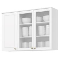 Aéreo 120 cm 03 Portas de Vidro Americana Branco HP