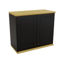 Aéreo 2 Portas com Tampo e Base de Madeira Maciça Joy Preto/Marrom