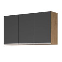 Aéreo 3 Portas Cozinha Isabela Amêndoa Grafite Aéreo 3 Portas Cozinha Isabela Amêndoa Grafite