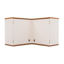 Aéreo Canto 2 Portas com Tampo e Base de Madeira Maciça Joy Branco/Off White/Cinamomo