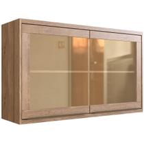 Aéreo Cozinha Modular 100% MDF Édez Uno, 2 Portas 120 cm, Louro Freijó e Vidro Reflecta