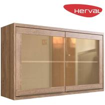 Aéreo Cozinha Modular 100% MDF Édez Uno, 2 Portas 120 cm, Louro Freijó e Vidro Reflecta