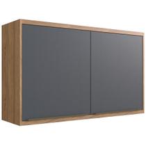 Aéreo Cozinha Modular 100% MDF Édez Uno, 2 Portas e 1 Prateleira, Grafite e Louro Freijó - EDEZ