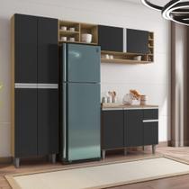 Aéreo e Balcão para cozinha Toronto amendoa preto Aéreo e Balcão para cozinha Toronto amendoa preto