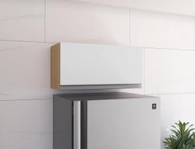 Aéreo Geladeira Andreia Armário Suspenso p/ Cozinha 60 cm AJL Móveis - Amêndoa/Branco