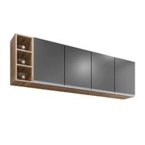 Aéreo Lavinia com Nicho Garrafeiro 160cm Para Cozinha Freijó com Grafite - Belliv Decor Aéreo Lavinia com Nicho Garrafeiro 160cm Para Cozinha Freijó com Grafite - Belliv Decor