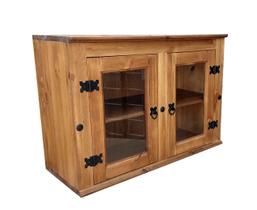 Aéreo Rústico Madeira com 2 Portas c/Vidro Tamanho 0,80cm Castanho