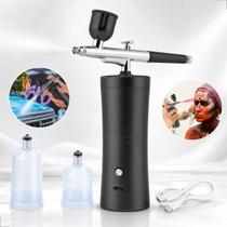 Aerógrafo Portátil Sem Fio com Mini Compressor Pintura e Confeitaria Artesanato Mquiagem Pistola Preto Aerógrafo Portátil Sem Fio com Mini Compressor Pintura e Confeitaria Artesanato Mquiagem Pistola Preto