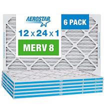 Aerostar 12x24x1 MERV 8 Filtro de Ar Plissado, Filtro de Ar do Forno AC, 6 Pacote (Tamanho Real: 11 3/4" x 23 3/4" x 3/4")