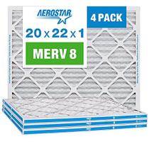 Aerostar 20x22x1 MERV 8 Filtro de Ar Plissado, Filtro de Ar do Forno AC, 4 Pacote (Tamanho Real: 19 3/4"x21 3/4"x3/4")