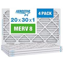 Aerostar 20x30x1 MERV 8 Filtro de Ar Plissado, Filtro de Ar do Forno AC, 4 Pacote (Tamanho Real: 19 3/4" x 29 3/4" x 3/4")