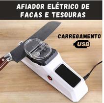 Afiador Amolador De Facas e Tesoura Elétrico Com Cabo E Fonte Bivolt USB