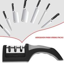 Afiador Profissional 3 em 1 - Amolador de Facas com Três Opções de Afiar Preto SL0379