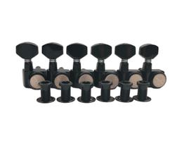 Afinadores de bloqueio de guitarra Guyker 6 em linha 1:18 pretos