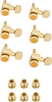 Afinadores de guitarra Fender Deluxe Locking Staggered Gold 6 unidades Afinadores de guitarra Fender Deluxe Locking Staggered Gold 6 unidades