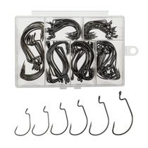 Afmivs Kit de 110 Anzóis para Pesca de Black Bass em Aço Carbono Afmivs Kit de 110 Anzóis para Pesca de Black Bass em Aço Carbono