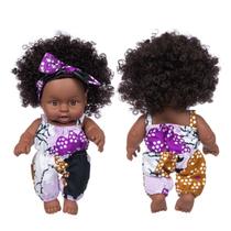 African Black Baby Toy with Curly Hair Christmas Simualtion Cartoon Doll Cute Mini Boys Girls - 2