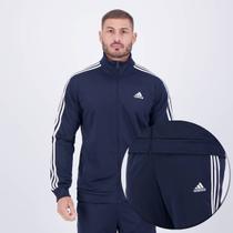 Agasalho Adidas Essential 3 Stripes Marinho e Branco