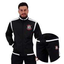 Agasalho Conjunto Jaqueta Calça Corinthians Trilobal Preto - Agasalho Conjunto Jaqueta Calça Corinthians Trilobal Preto -