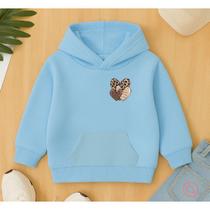 Agasalho Moletom Canguru Estampa Minimalista Corações Oncinha Feminino Menininha Fofo Escola Frio