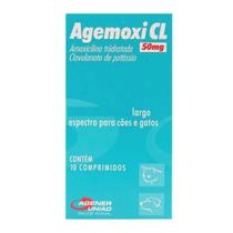 Agemoxi Cl 50mg 10 Comprimidos Cães Gatos Agener União
