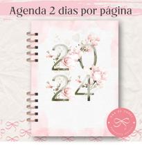 Agenda 2 Dias Por Página Datada 2024 15x21cm (A5) 198 Páginas - Produto Artesanal